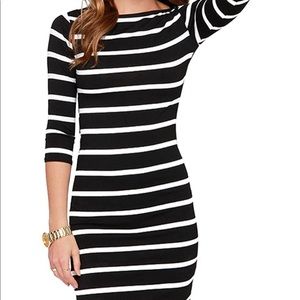 Striped Long Sleeve Bodycon Dress